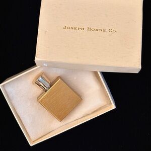 Vintage gold tone perfume bottle w/ funnel or as an urn and engrave outside